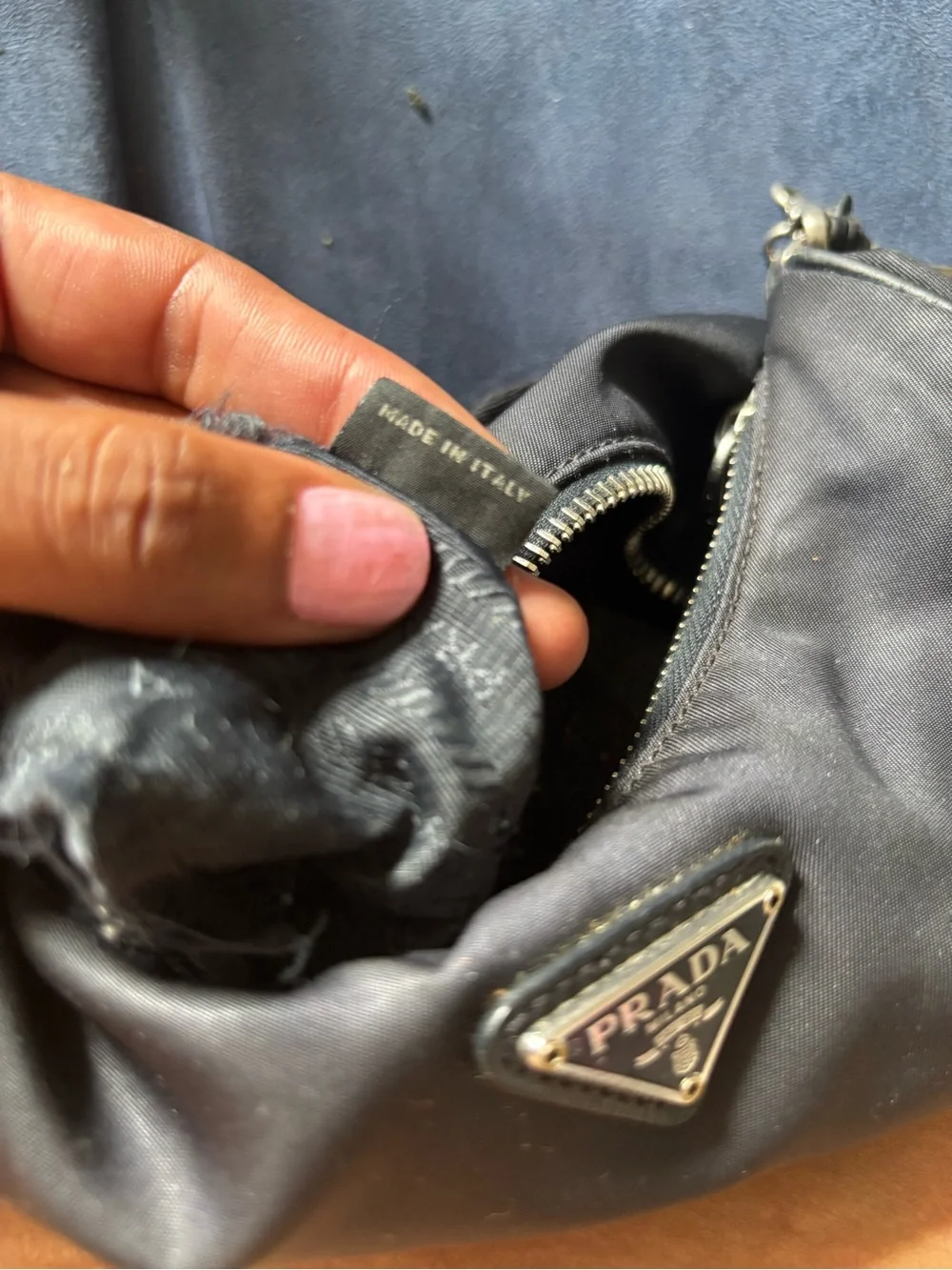 Prada Black Nylon Men's Backpack with Gold Logo Plaque